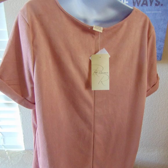 Rae Republic Dusty Rose Suede Look Blouse Size  XL - Picture 3 of 8